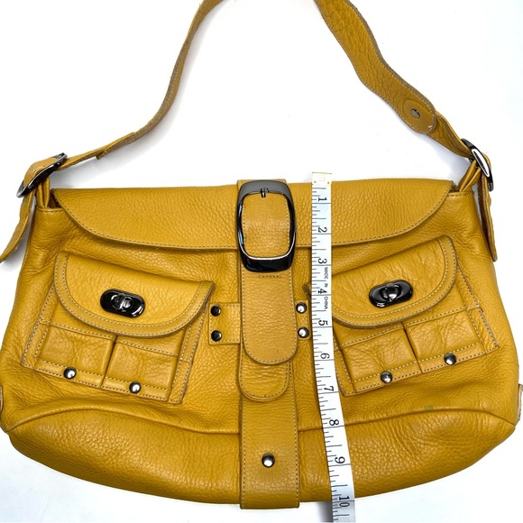 CARLA MANCINI Yellow Leather Shoulder Satchel Bag - Picture 5 of 16